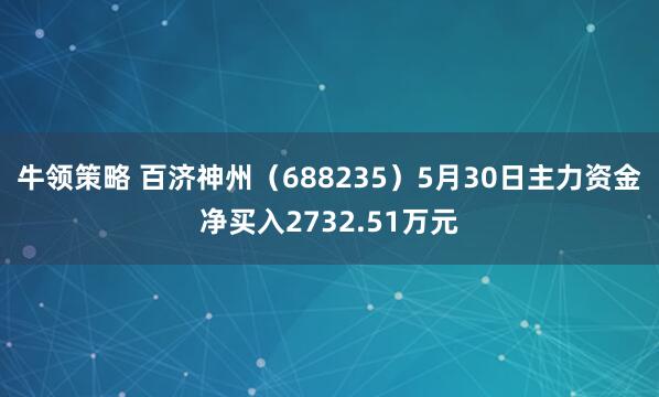 牛领策略 百济神州（688235）5月30日主力资金净买入2732.51万元