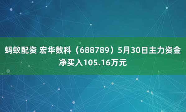 蚂蚁配资 宏华数科（688789）5月30日主力资金净买入105.16万元