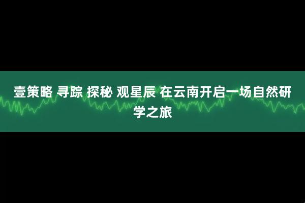 壹策略 寻踪 探秘 观星辰 在云南开启一场自然研学之旅
